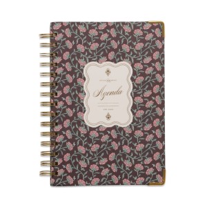 13-месечен тефтер-планер без дати -  Бордо с винтидж флорален принт